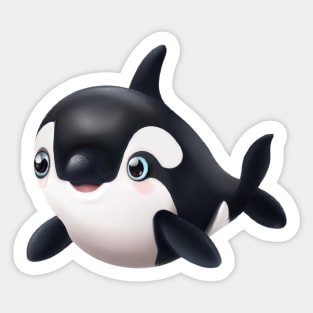 Cute Orca Drawing Sticker